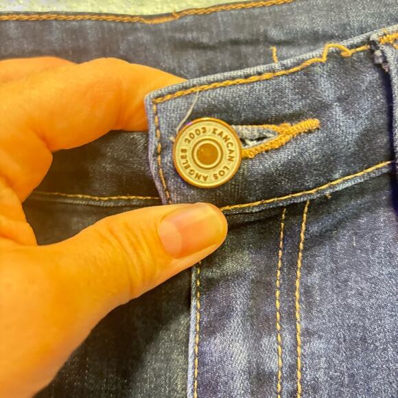 KanCan Dark Blue Cropped Skinny Jeans Raw Hem Size 7/27 - Picture 3 of 10